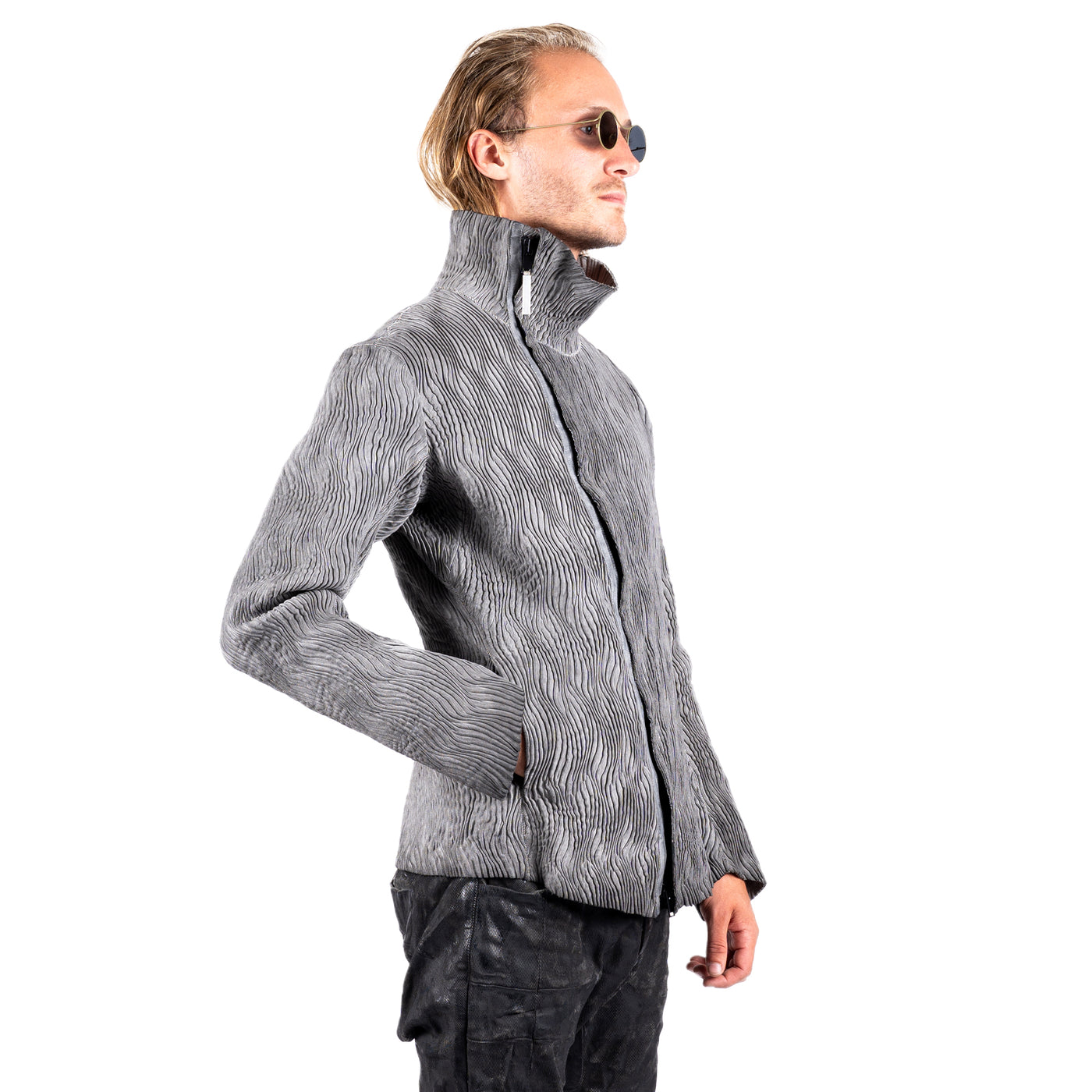 DORSAL GREY LEATHER JACKET