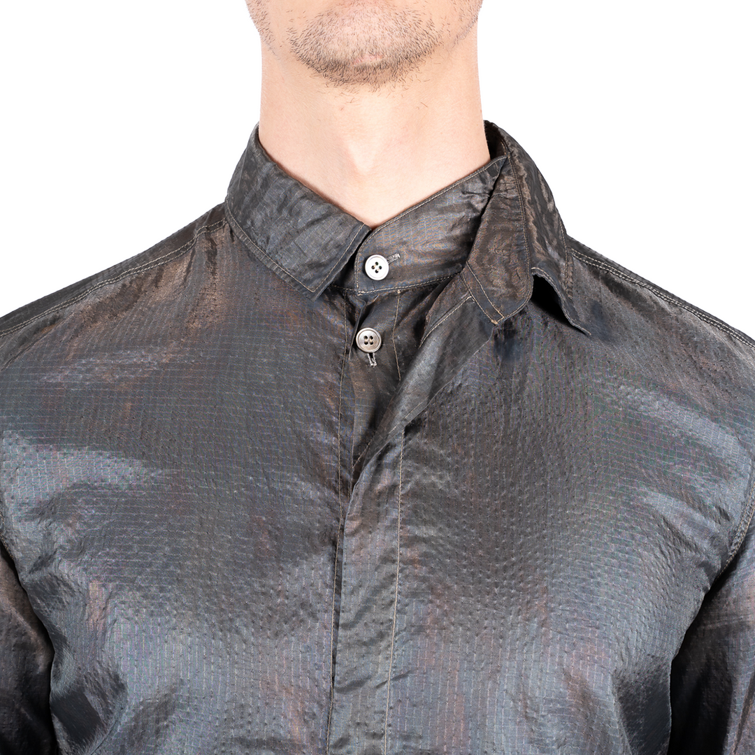 OPEN COLLAR SILVER SHIRT – Lucentement OPEN COLLAR SILVER SHIRT – Lucentement