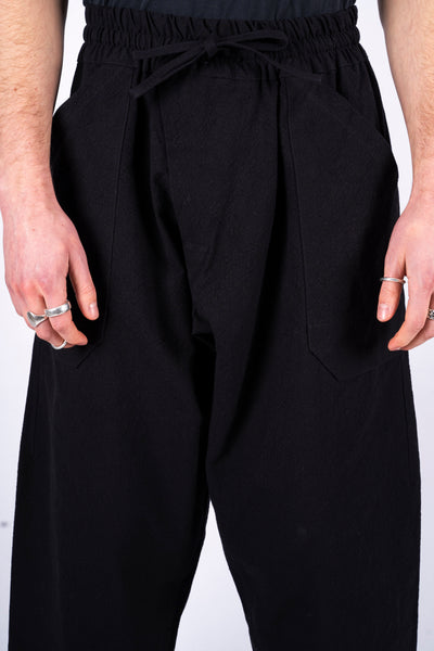 TROUSERS #80 - CHECKED CANVAS BLACK
