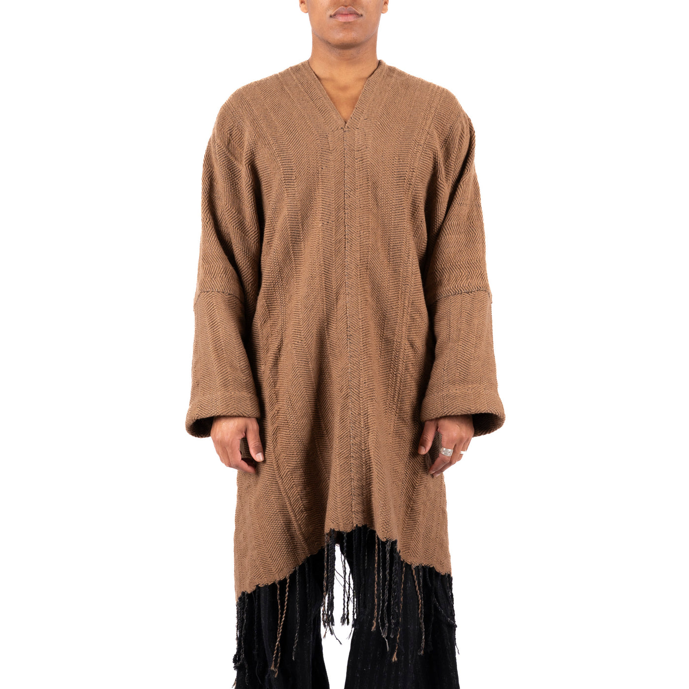 PONCHO #1 - HANDWOVEN CAMEL