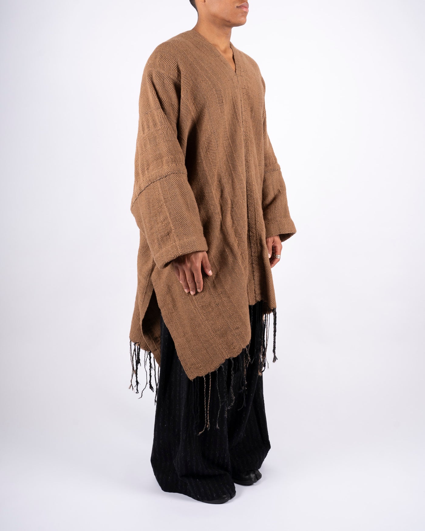 PONCHO #1 - HANDWOVEN CAMEL