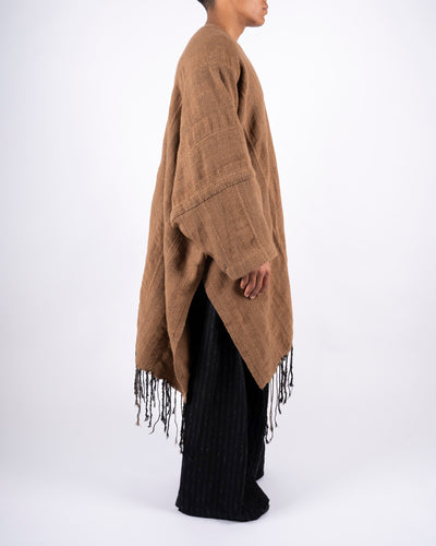 PONCHO #1 - HANDWOVEN CAMEL