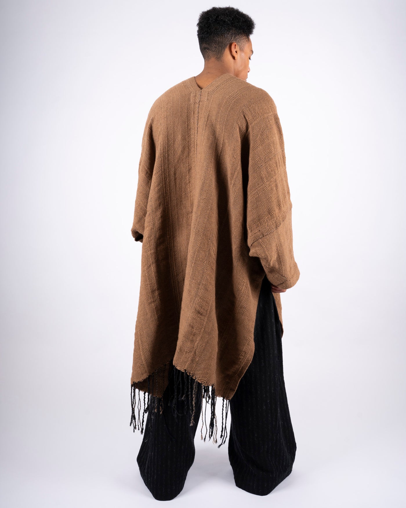 PONCHO #1 - HANDWOVEN CAMEL