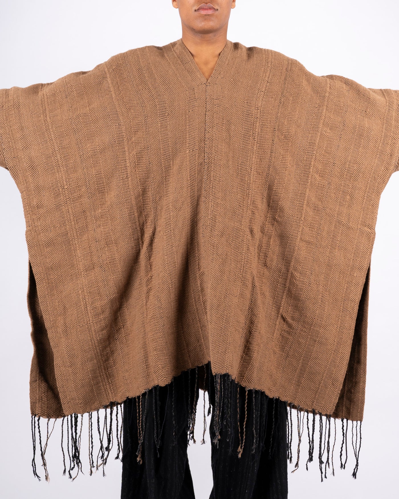 PONCHO #1 - HANDWOVEN CAMEL