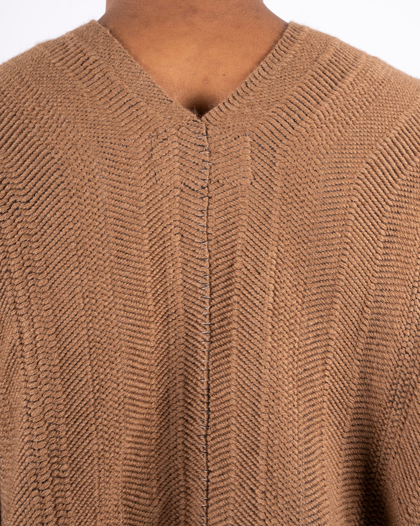 PONCHO #1 - HANDWOVEN CAMEL